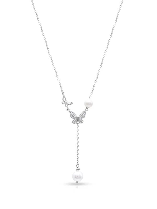 925_Silver_White_Swarovski_Zircon_With_Natural_Pearl_Chain_For_Women