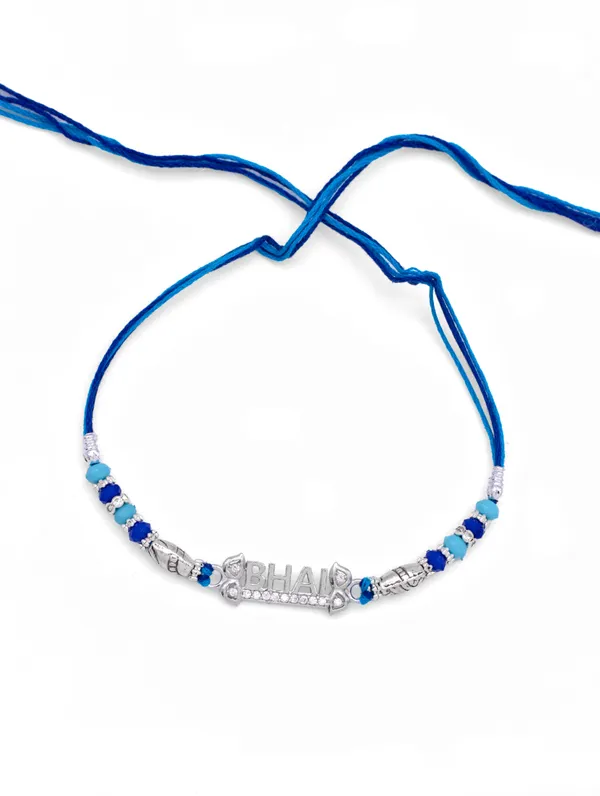 925_Silver_Blue_Rakhi_With_Precious_White_Zircon_Stone_For_Women