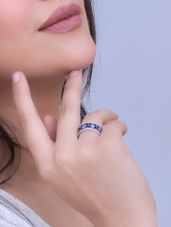 925_Silver_White_Swarovski_Zircon_And_Semi_Precious_Blue_Stone_Ring_For_Women