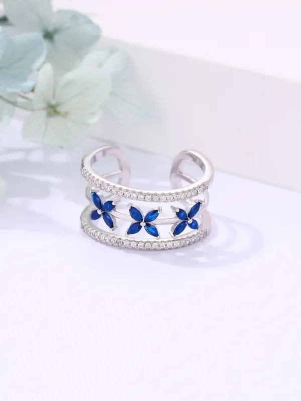 925_Silver_White_Swarovski_Zircon_And_Semi_Precious_Blue_Stone_Ring_For_Women