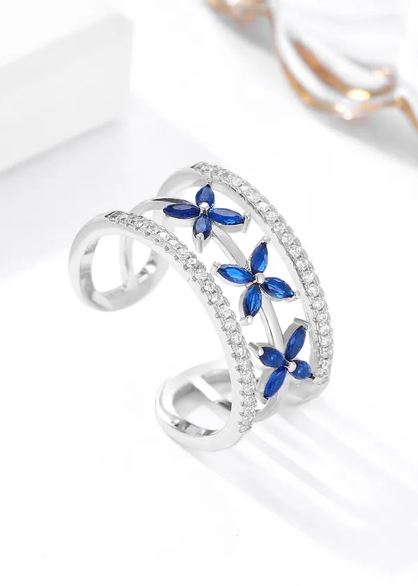 925_Silver_White_Swarovski_Zircon_And_Semi_Precious_Blue_Stone_Ring_For_Women