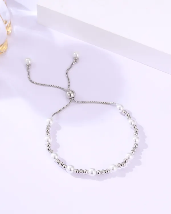 925_Silver_Pearl_With_Silver_Beads_Bracelet_For_Women