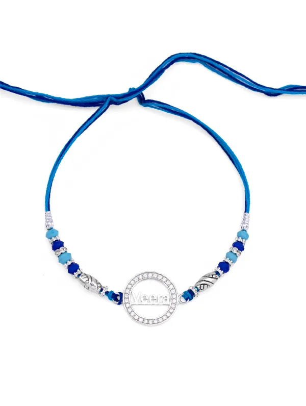 925_Silver_Blue_Rakhi_With_Precious_White_Zircon_Stone_For_Women