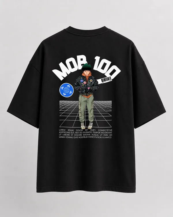 Black_French_Terry_Cotton_Oversized_Mob_Psycho_100_Graphic_T-Shirt_For_Unisex