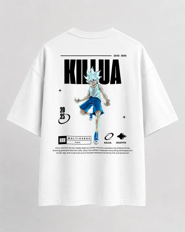 White_French_Terry_Cotton_Oversized_Killua_Anime_Graphic_T-Shirt_For_Unisex