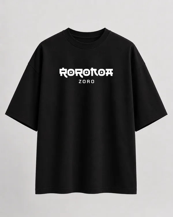 Black_French_Terry_Cotton_Oversized_Roronoa_Zoro_Graphic_T-Shirt_For_Unisex