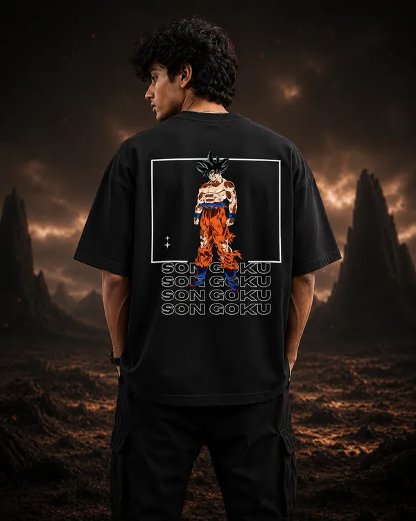 Black_French_Terry_Cotton_Oversized_Son_Goku_Graphic_T-Shirt_For_Unisex