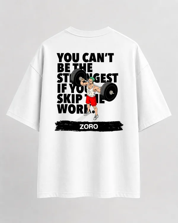 White_French_Terry_Cotton_Oversized_Zoro_Graphic_T-Shirt_For_Unisex