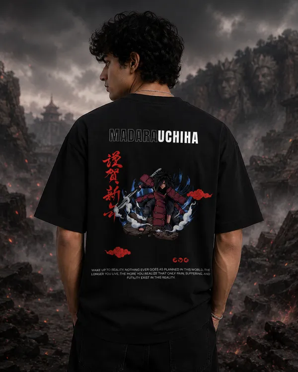 Black_French_Terry_Cotton_Oversized_Madara_Uchiha_Graphic_T-Shirt_For_Unisex