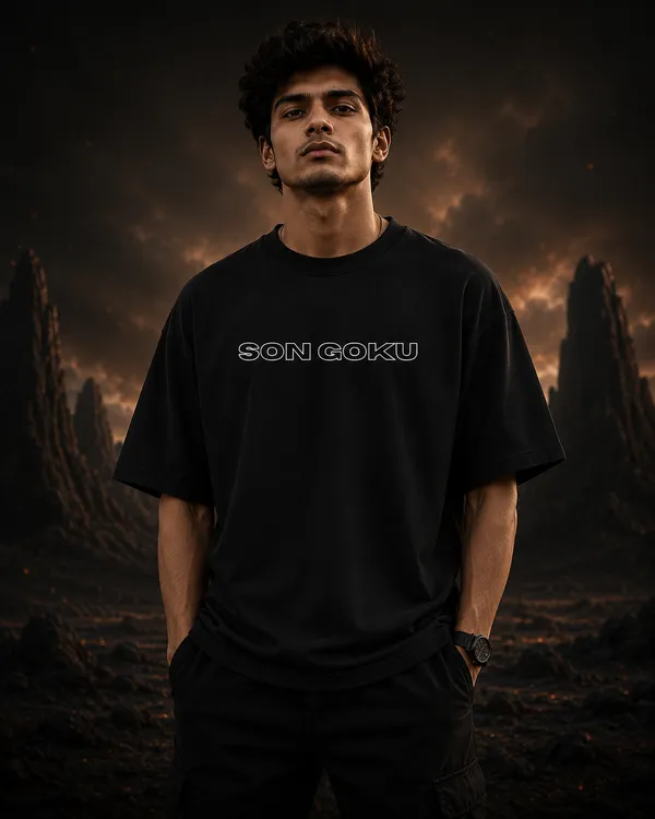 Black_French_Terry_Cotton_Oversized_Son_Goku_Graphic_T-Shirt_For_Unisex