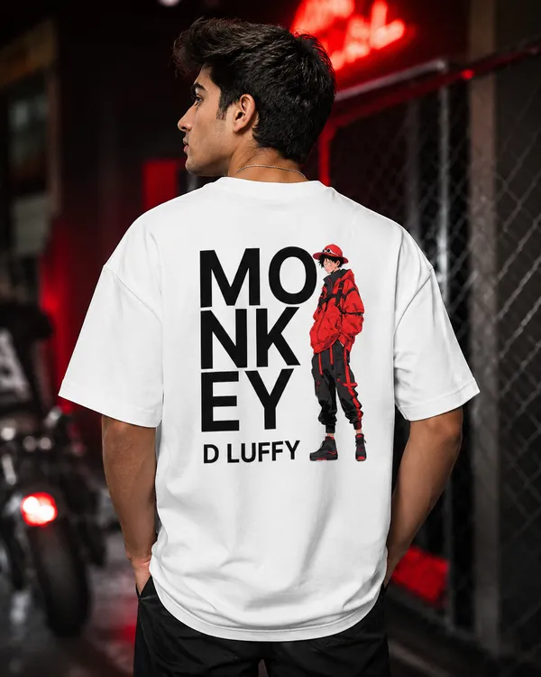 White_French_Terry_Cotton_Oversized_Monkey_D_Luffy_Graphic_T-Shirt_For_Unisex