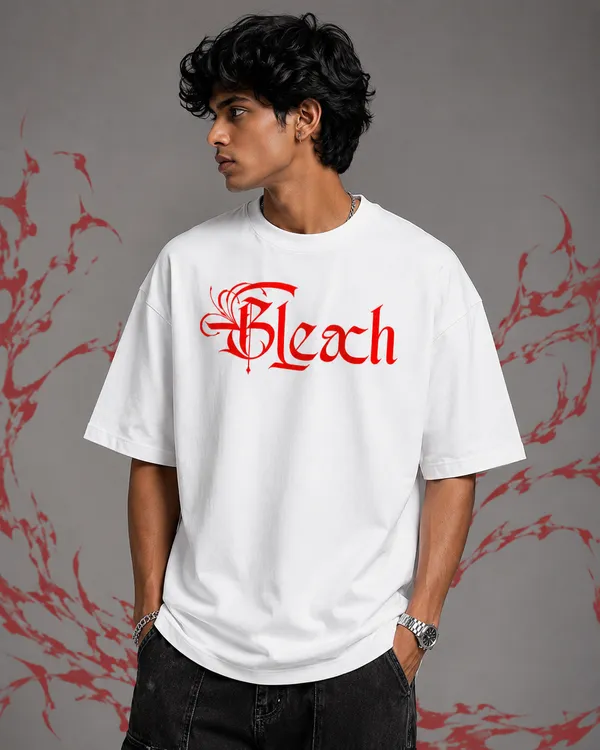 White_French_Terry_Cotton_Oversized_Bleach_Anime_Graphic_T-Shirt_For_Unisex
