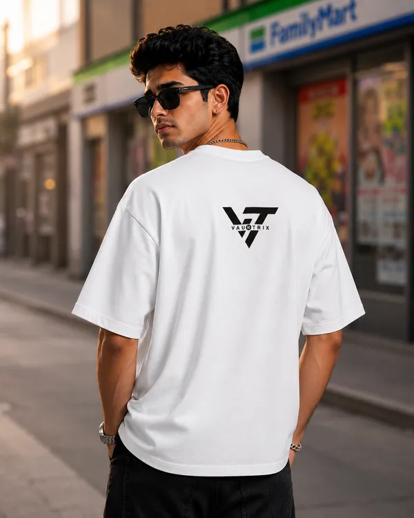 White_French_Terry_Cotton_Oversized_Vt_Vauntrix_Back_Print_T-Shirt_For_Unisex