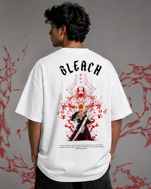 White_French_Terry_Cotton_Oversized_Bleach_Anime_Graphic_T-Shirt_For_Unisex