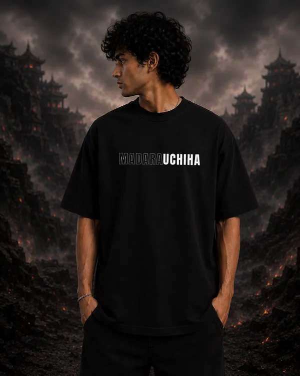 Black_French_Terry_Cotton_Oversized_Madara_Uchiha_Graphic_T-Shirt_For_Unisex