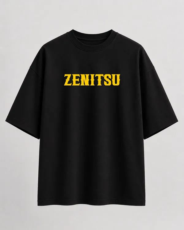 Black_French_Terry_Cotton_Oversized_Zenitsu_Graphic_T-Shirt_For_Unisex
