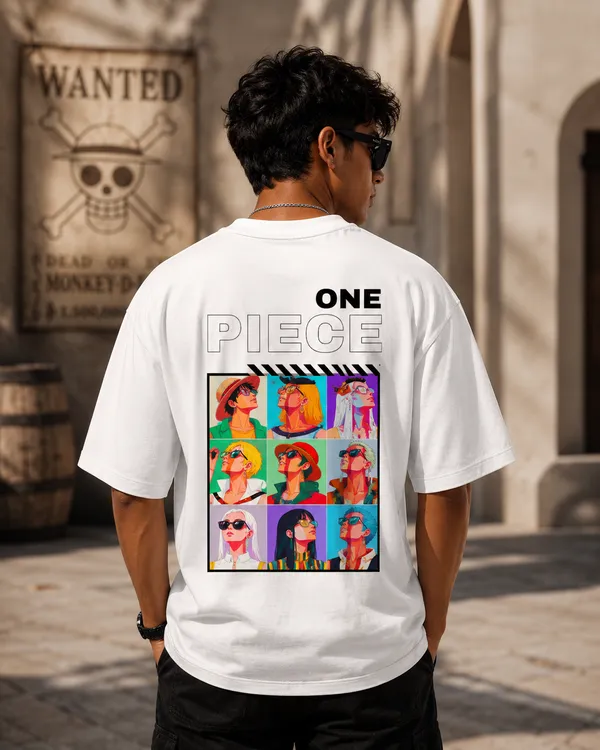White_French_Terry_Cotton_Oversized_One_Piece_Pop_Art_Graphic_T-Shirt_For_Unisex