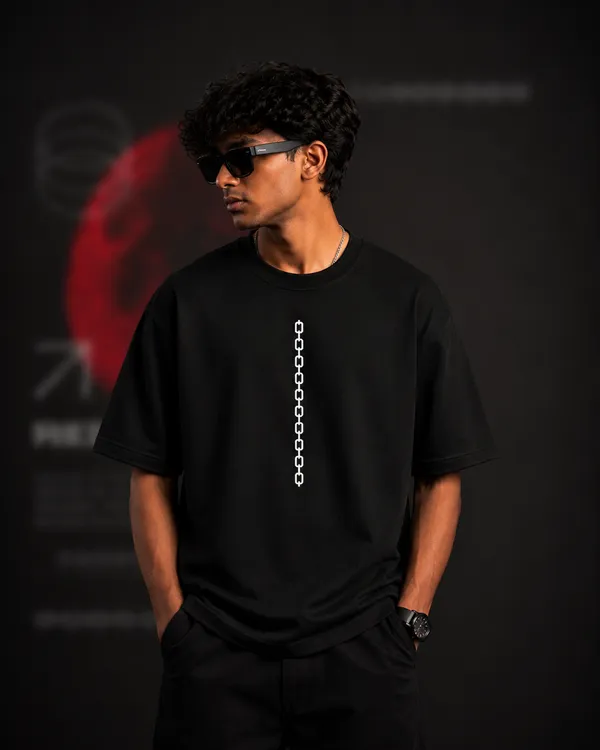 Black_French_Terry_Cotton_Oversized_Red_Moon_Anime_Graphic_T-Shirt_For_Unisex