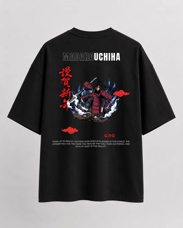 Black_French_Terry_Cotton_Oversized_Madara_Uchiha_Graphic_T-Shirt_For_Unisex