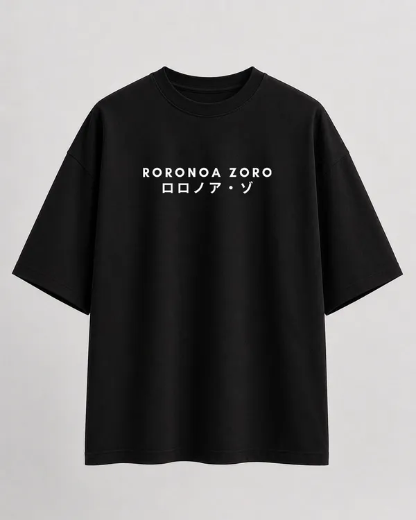 Black_French_Terry_Cotton_Oversized_Roronoa_Zoro_Anime_T-Shirt_For_Unisex
