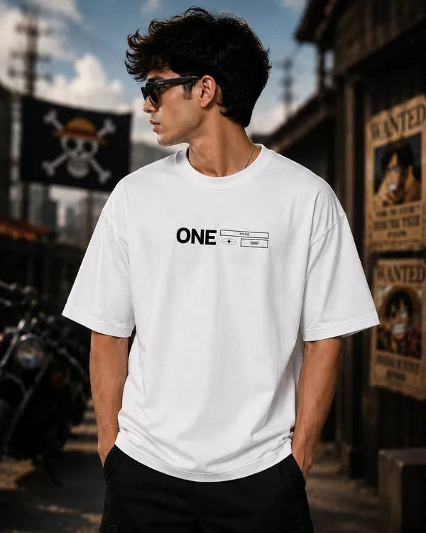 White_French_Terry_Cotton_Oversized_One_Piece_Graphic_T-Shirt_For_Unisex