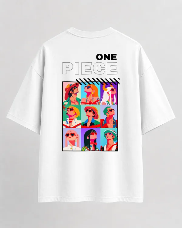 White_French_Terry_Cotton_Oversized_One_Piece_Pop_Art_Graphic_T-Shirt_For_Unisex