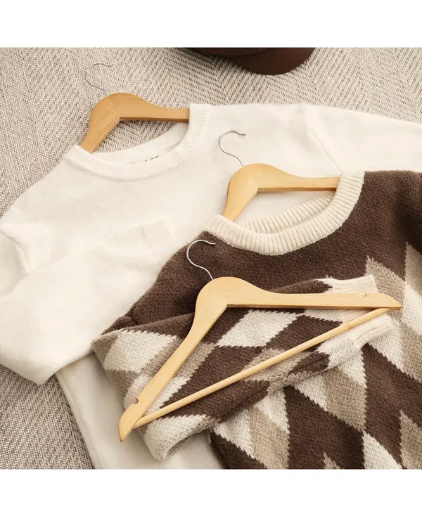 White_Wooden_Cloth_Hangers_Set_Of_12_Hangers_|_Anti_Slip_|_Eco_Friendly