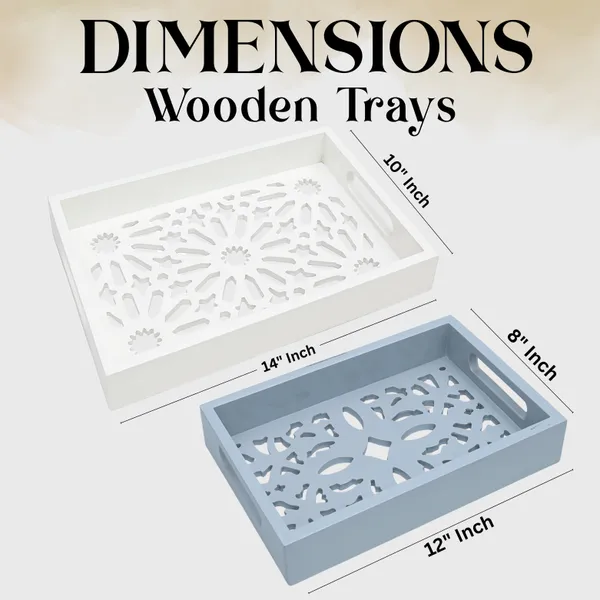 White_Wooden_Handcrafted_Serving/Decor_Tray_Set_Of_2_Trays_With_Elegant_Laser_Cut_Design_|_Best_For_Serving_Guests_And_Ideal_For_Gifting
