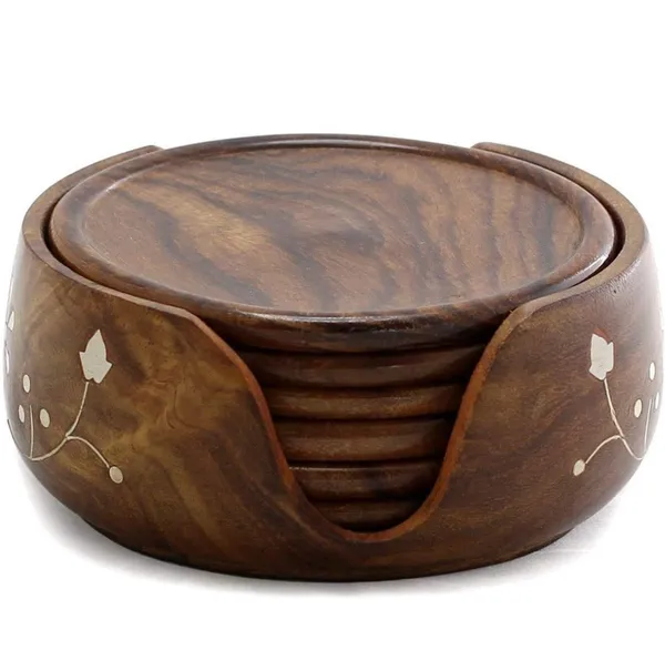 Brown_Wooden_Handmade_Coaster_Set_For_Tea/Coffee_Made_Of_Sheesham_Wood