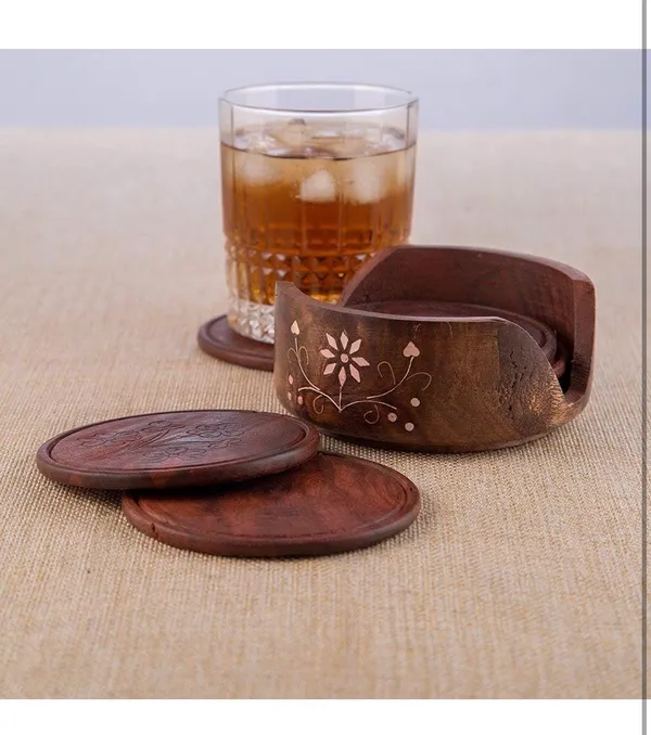 Brown_Wooden_Handmade_Coaster_Set_For_Tea/Coffee_Made_Of_Sheesham_Wood
