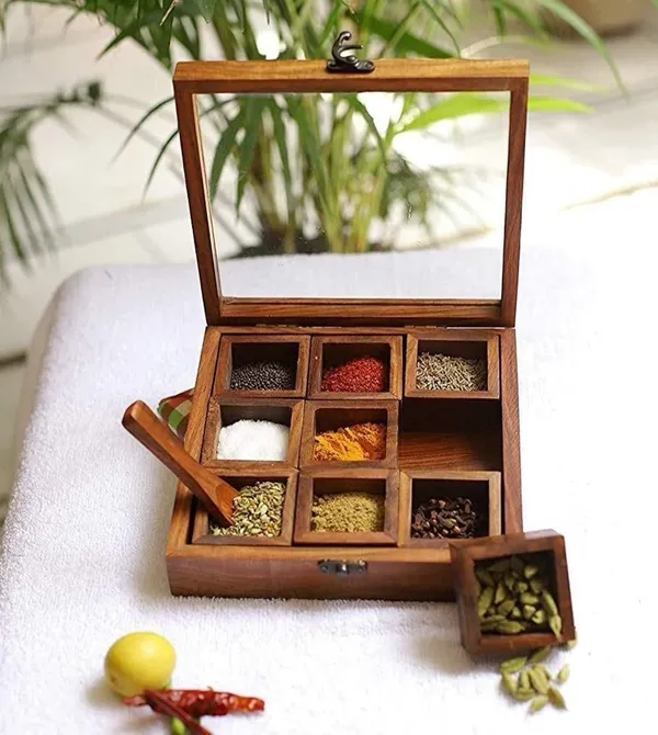 Brown_Wooden_Handmade_Masala/Spice_Box