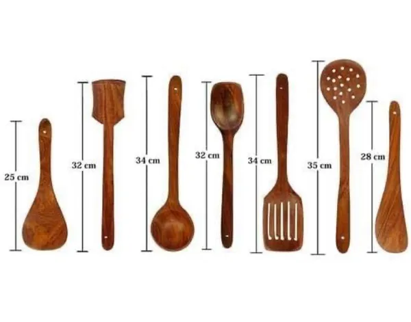 Brown_Wooden_Handmade_Spatula/Spoon_Set_Of_7_|_Kitchen_Spoons_Set_For_Cooking_And_Serving