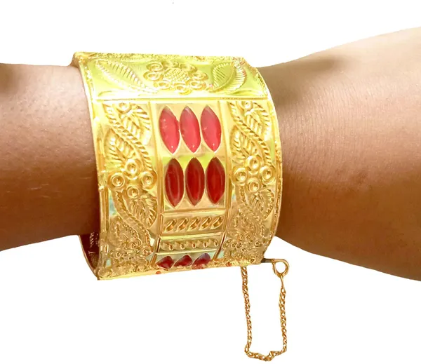 BGGOLD_COPPER_BASED_Assamese_Traditional_Copper_Gold-Plated_red_minakari__Bangle_for_girls__&_women