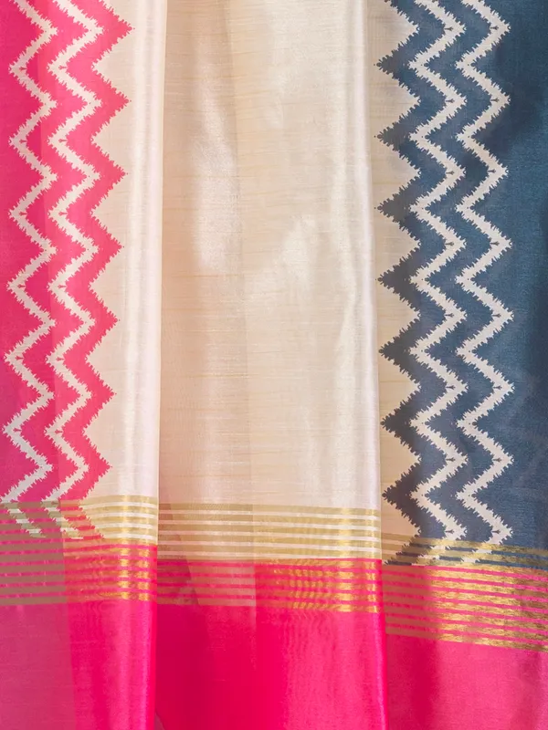 Soft_Tussar_Silk_sarees_with_Beautiful_Digital_Print_With_Attractive_Checks_Design_Saree_And_Digital_Print_Blouse_With_Tassels
