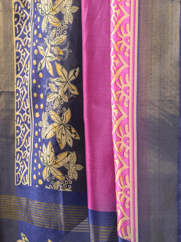 Soft_Tussar_Silk_sarees_with_Beautiful_Digital_Print_With_Attractive_Checks_Design_Saree_And_Digital_Print_Blouse_With_Tassels