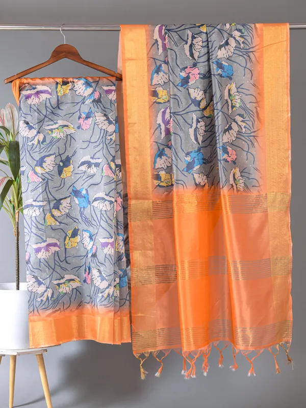 Soft_Tussar_Silk_sarees_with_Beautiful_Digital_Print_With_Attractive_Checks_Design_Saree_And_Digital_Print_Blouse_With_Tassels