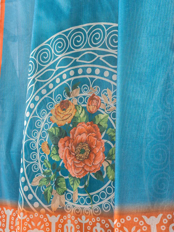 Soft_Tussar_Silk_sarees_with_Beautiful_Digital_Print_With_Attractive_Checks_Design_Saree_And_Digital_Print_Blouse_With_Tassels