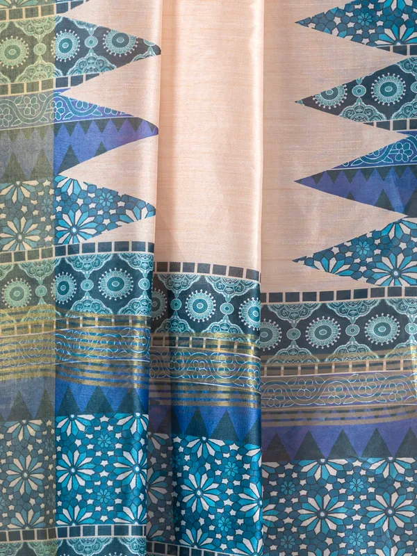 Soft_Tussar_Silk_sarees_with_Beautiful_Digital_Print_With_Attractive_Checks_Design_Saree_And_Digital_Print_Blouse_With_Tassels