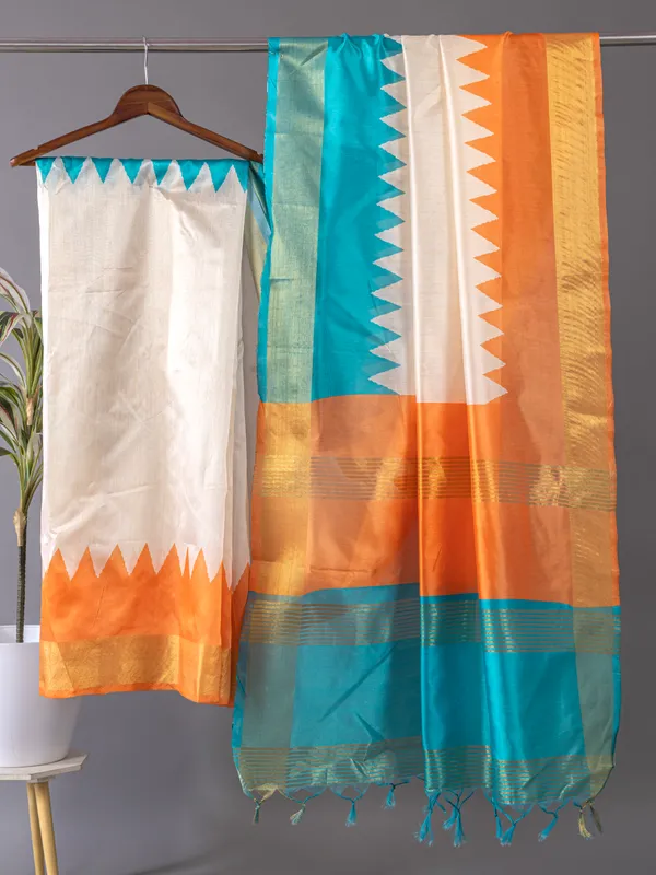 Soft_Tussar_Silk_sarees_with_Beautiful_Digital_Print_With_Attractive_Checks_Design_Saree_And_Digital_Print_Blouse_With_Tassels