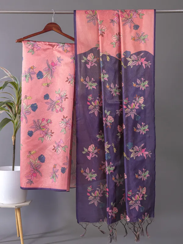 Soft_Tussar_Silk_sarees_with_Beautiful_Digital_Print_With_Attractive_Checks_Design_Saree_And_Digital_Print_Blouse_With_Tassels