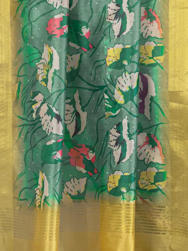 Soft_Tussar_Silk_sarees_with_Beautiful_Digital_Print_With_Attractive_Checks_Design_Saree_And_Digital_Print_Blouse_With_Tassels