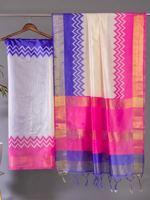 Soft_Tussar_Silk_sarees_with_Beautiful_Digital_Print_With_Attractive_Checks_Design_Saree_And_Digital_Print_Blouse_With_Tassels