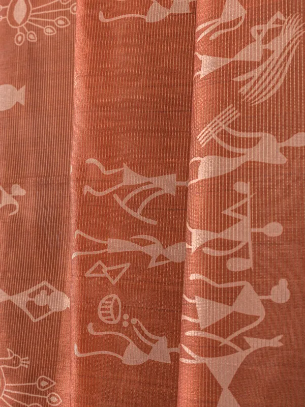 Soft_Tussar_Silk_sarees_with_Beautiful_Digital_Print_With_Attractive_Checks_Design_Saree_And_Digital_Print_Blouse_With_Tassels