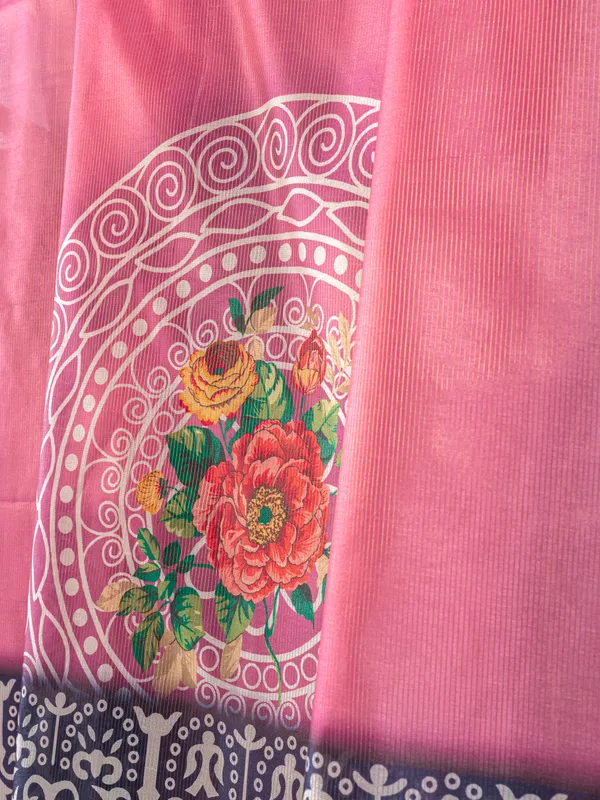 Soft_Tussar_Silk_sarees_with_Beautiful_Digital_Print_With_Attractive_Checks_Design_Saree_And_Digital_Print_Blouse_With_Tassels