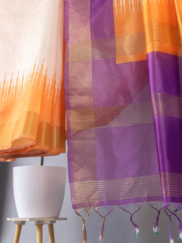 Soft_Tussar_Silk_sarees_with_Beautiful_Digital_Print_With_Attractive_Checks_Design_Saree_And_Digital_Print_Blouse_With_Tassels