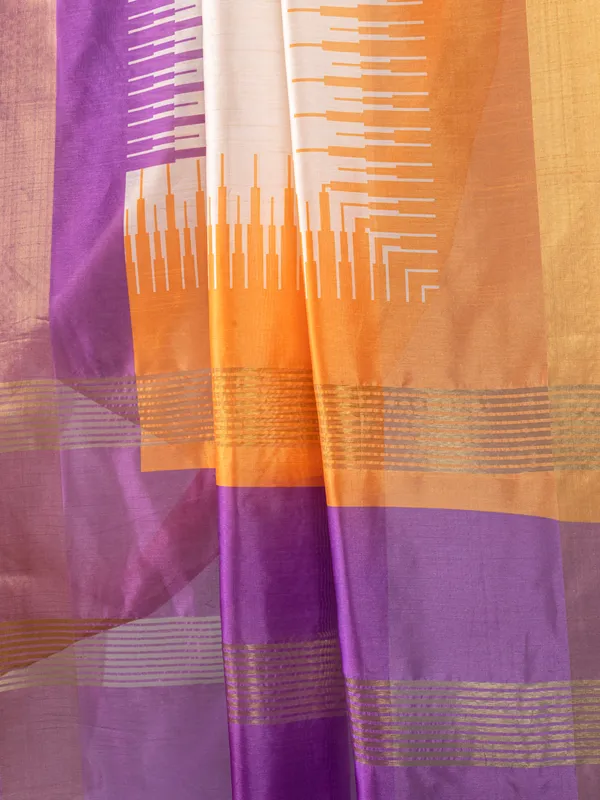 Soft_Tussar_Silk_sarees_with_Beautiful_Digital_Print_With_Attractive_Checks_Design_Saree_And_Digital_Print_Blouse_With_Tassels