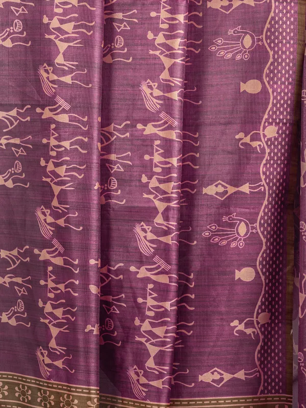 Soft_Tussar_Silk_sarees_with_Beautiful_Digital_Print_With_Attractive_Checks_Design_Saree_And_Digital_Print_Blouse_With_Tassels