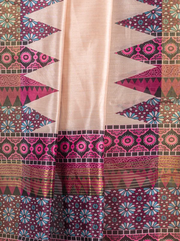 Soft_Tussar_Silk_sarees_with_Beautiful_Digital_Print_With_Attractive_Checks_Design_Saree_And_Digital_Print_Blouse_With_Tassels