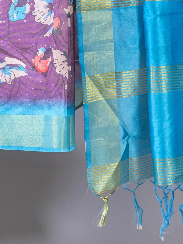 Soft_Tussar_Silk_sarees_with_Beautiful_Digital_Print_With_Attractive_Checks_Design_Saree_And_Digital_Print_Blouse_With_Tassels