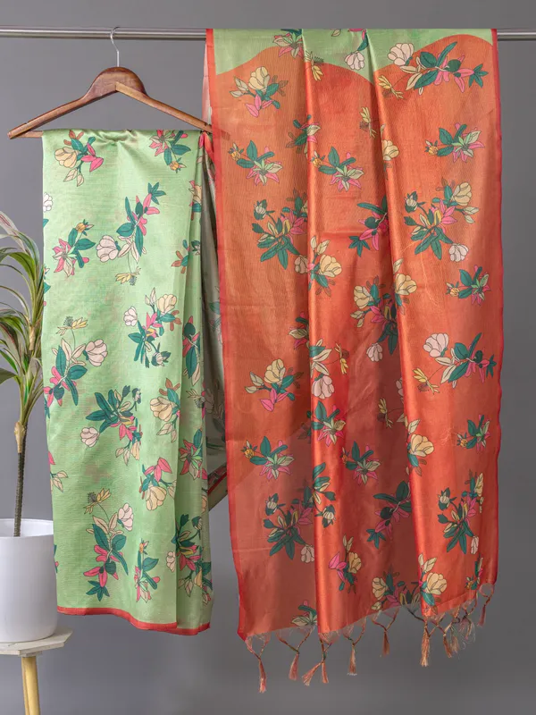 Soft_Tussar_Silk_sarees_with_Beautiful_Digital_Print_With_Attractive_Checks_Design_Saree_And_Digital_Print_Blouse_With_Tassels